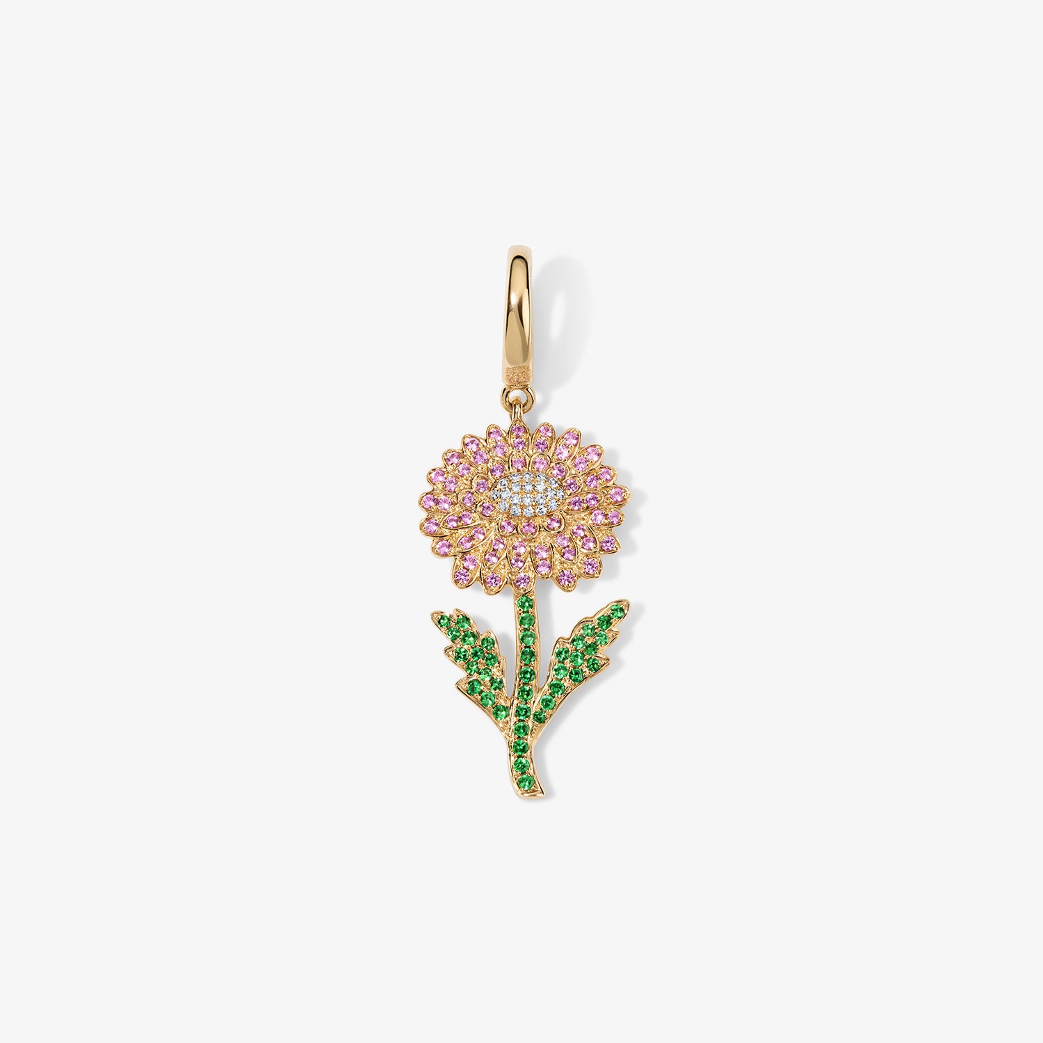 Large Token Chrysanthenum Birth Flower Charm 14K Yellow Gold