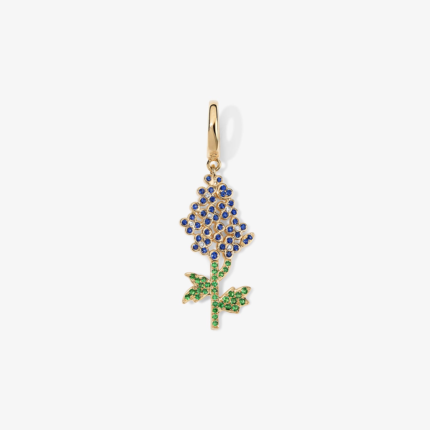 Large Token Larkspur Birth Flower Charm 14K Yellow Gold