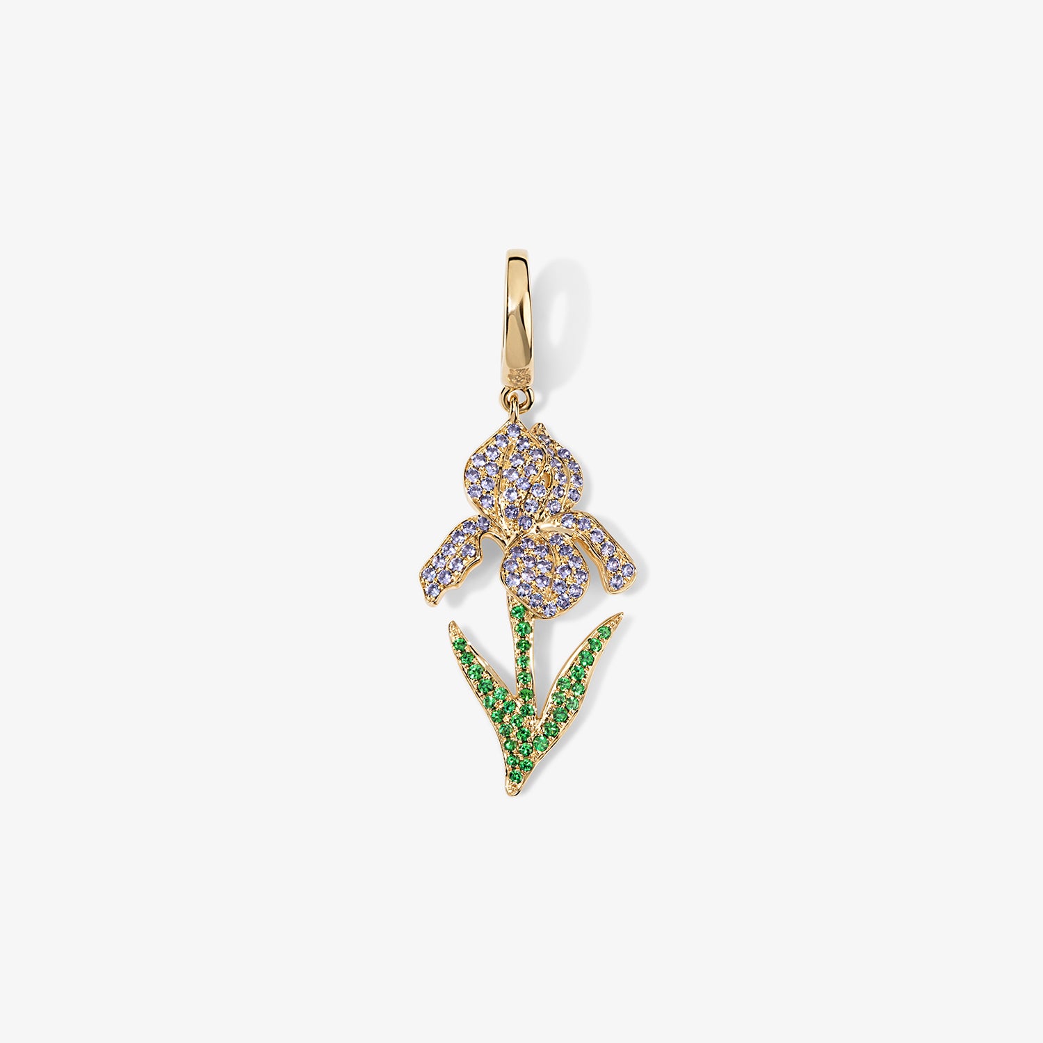 Large Token Iris Birth Flower Charm 14K Yellow Gold