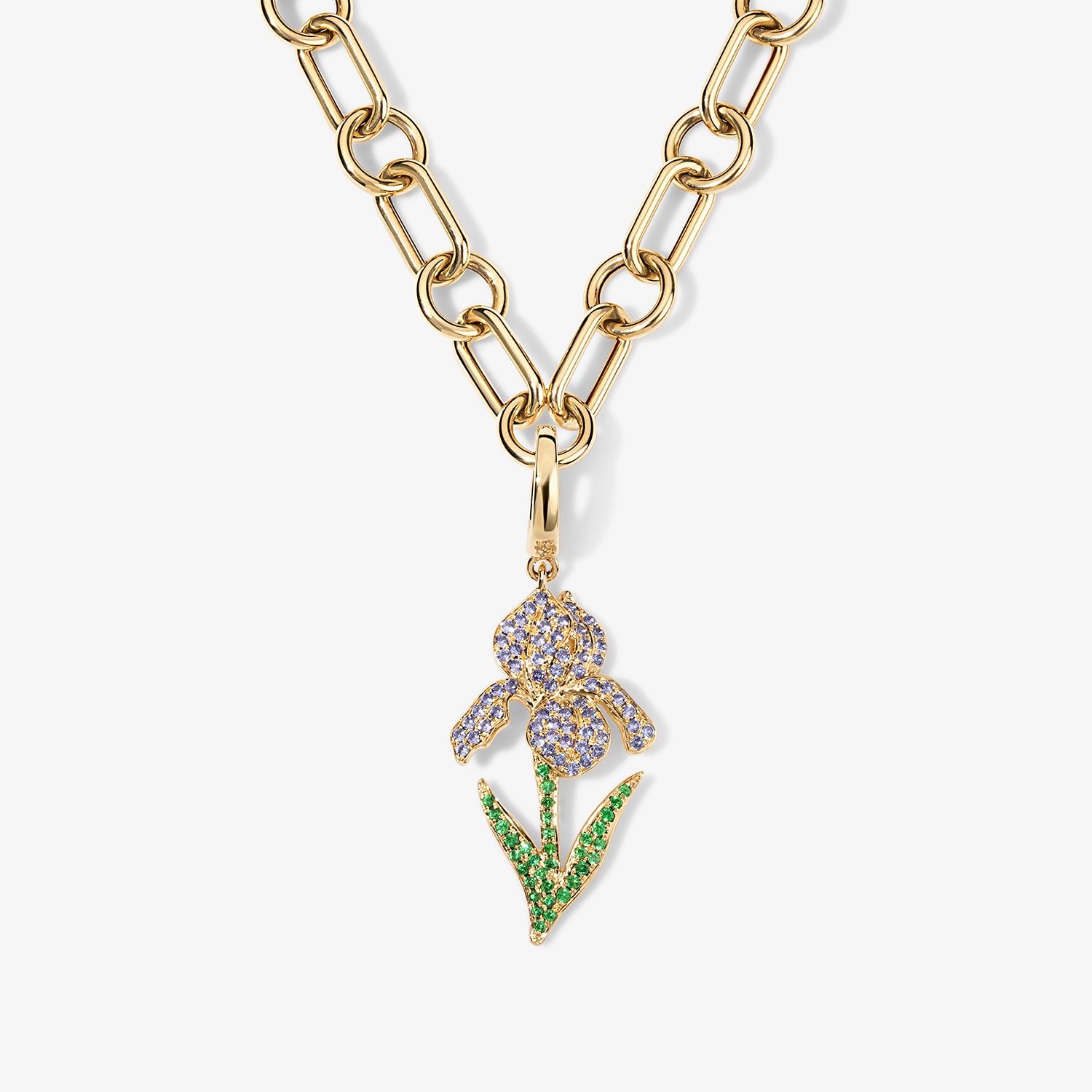 Large Token Iris Birth Flower Charm