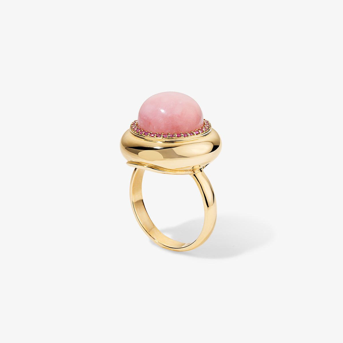 Large Pink Opal Candy Button Ring