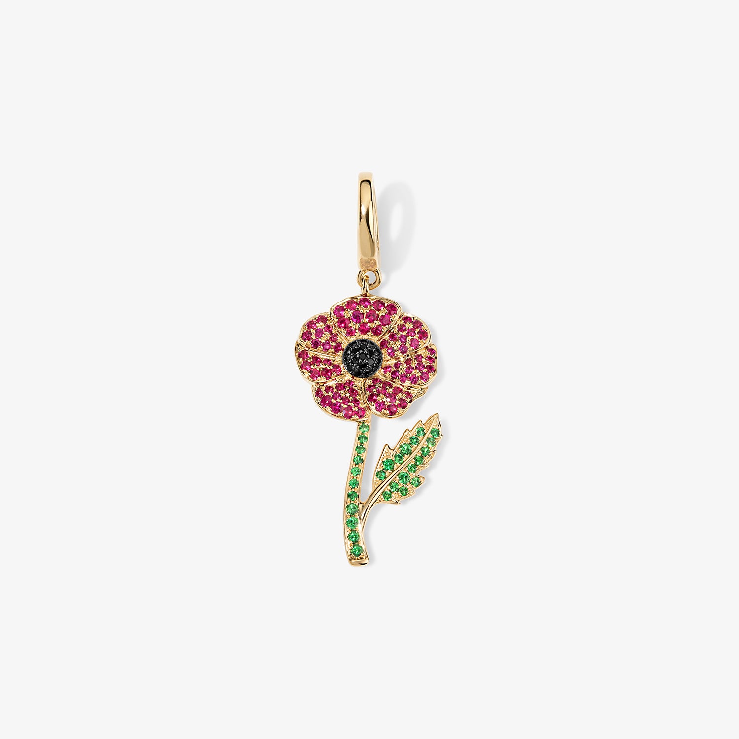 Large Token Poppy Birth Flower Charm 14K Yellow Gold