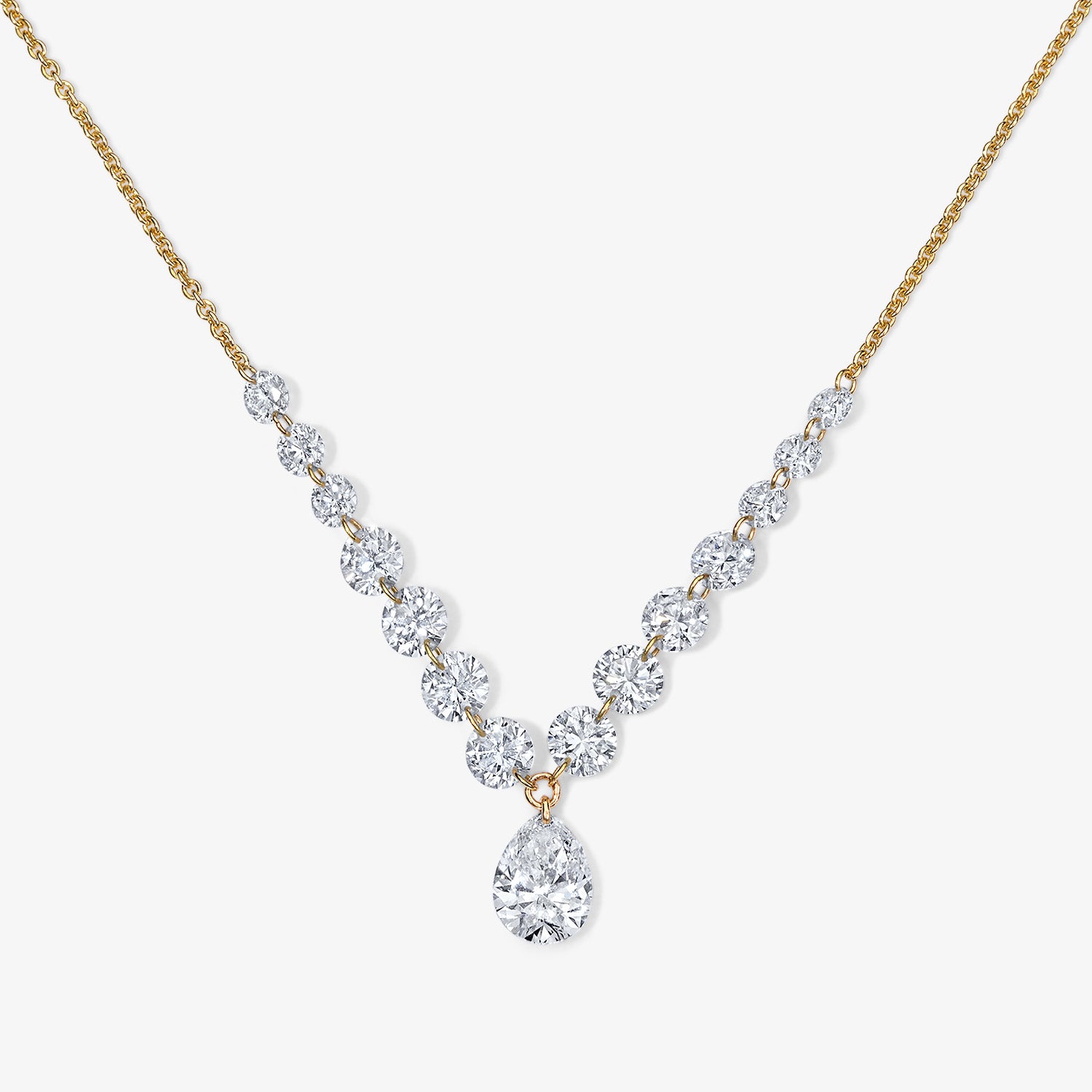 Lola Lab Grown Drilled Diamond Partial Graduated Necklace with Pear Drop