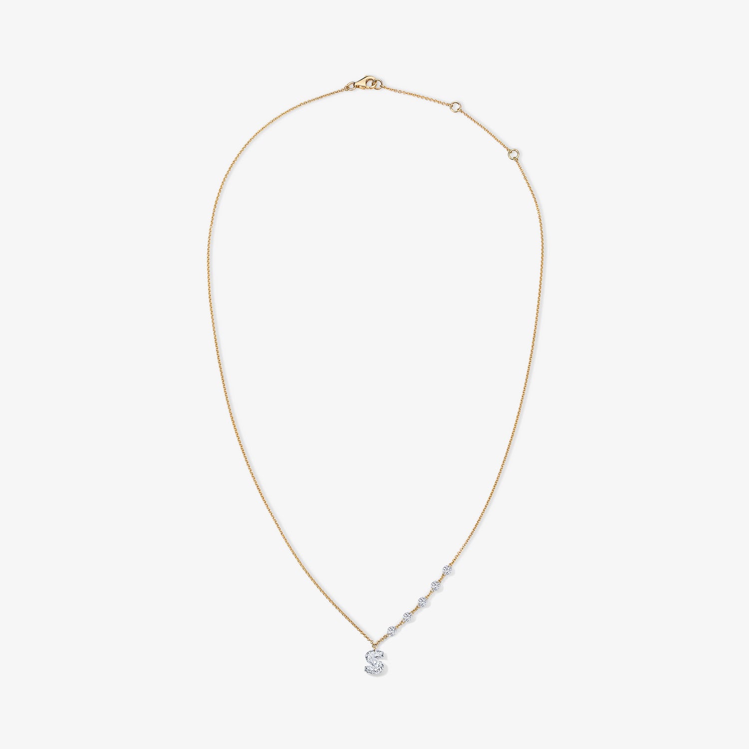 Lola Lab Grown Initial Drilled Half Diamond Station Necklace