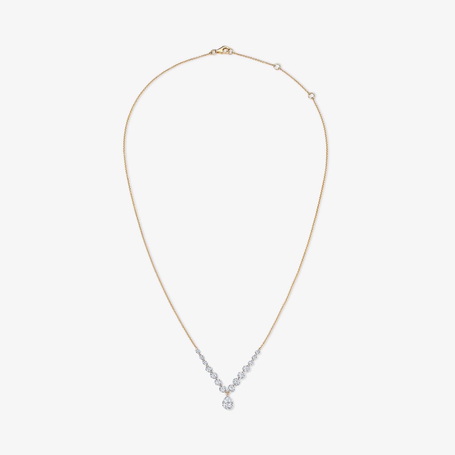 Lola Lab Grown Drilled Diamond Partial Graduated Necklace with Pear Drop