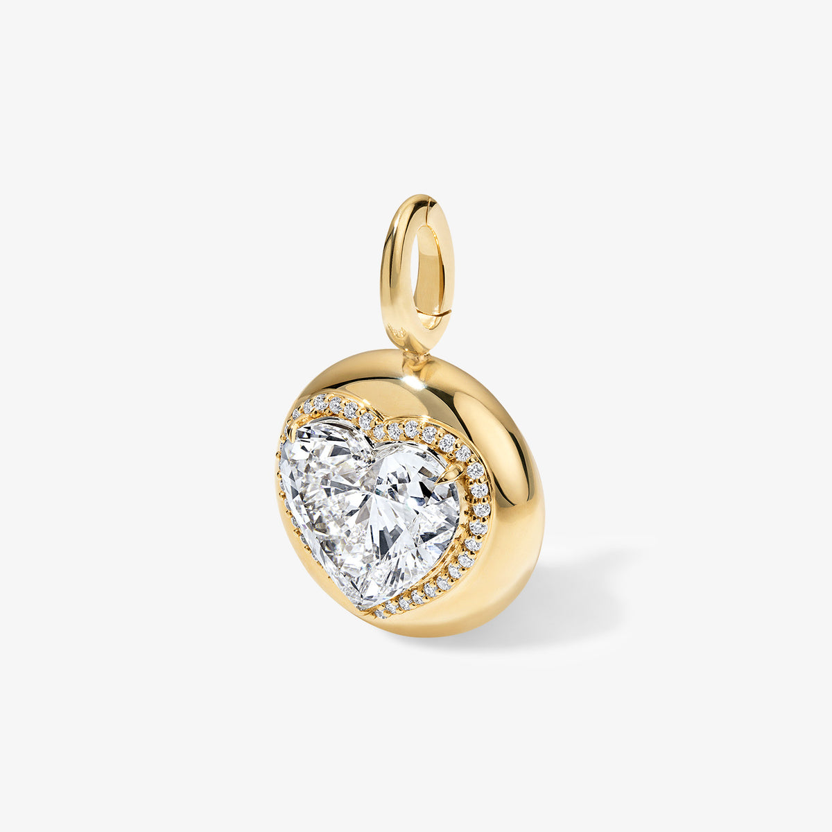 Large Lab Grown Heart Diamond Candy Button Charm