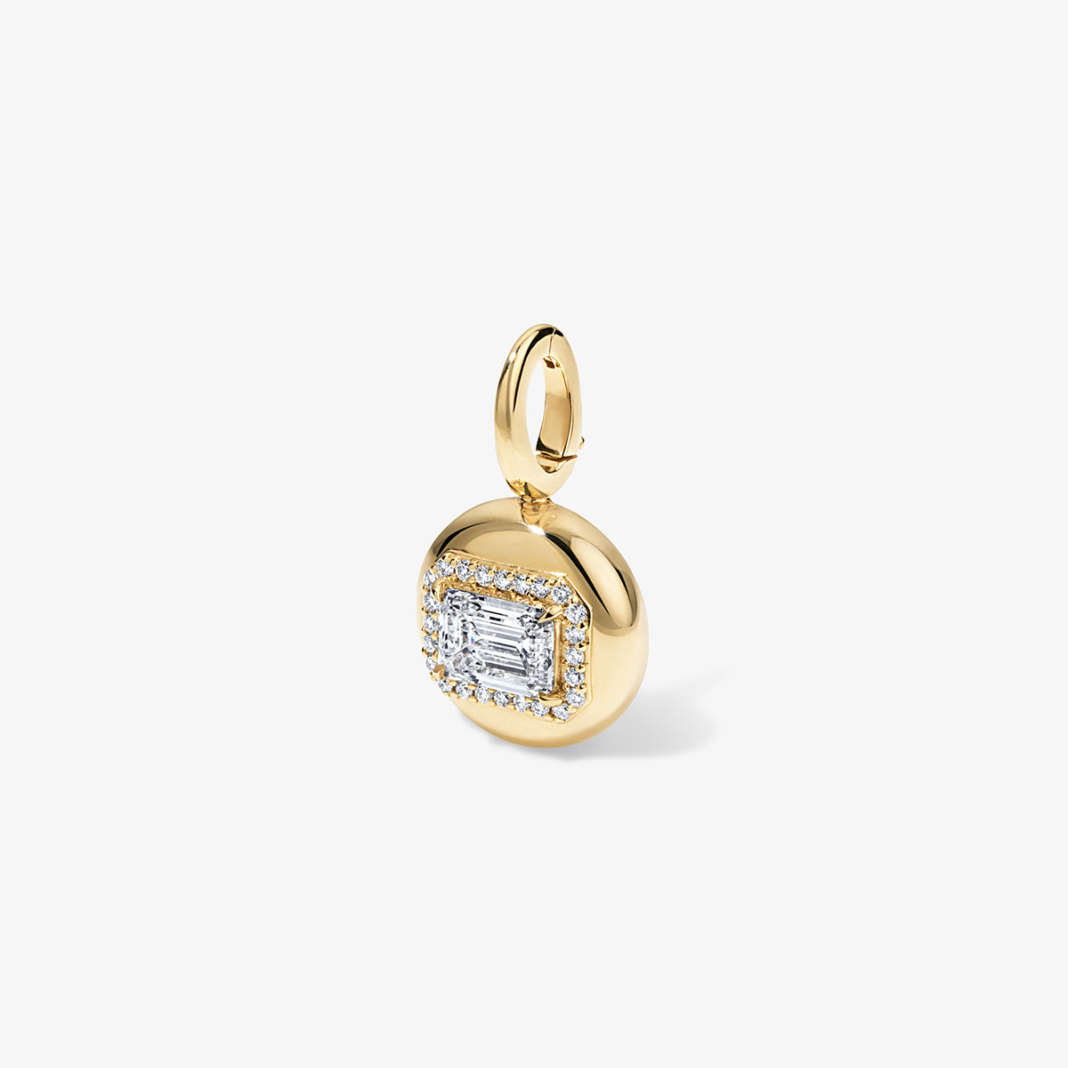 Small Lab Grown Emerald Diamond Candy Button Charm