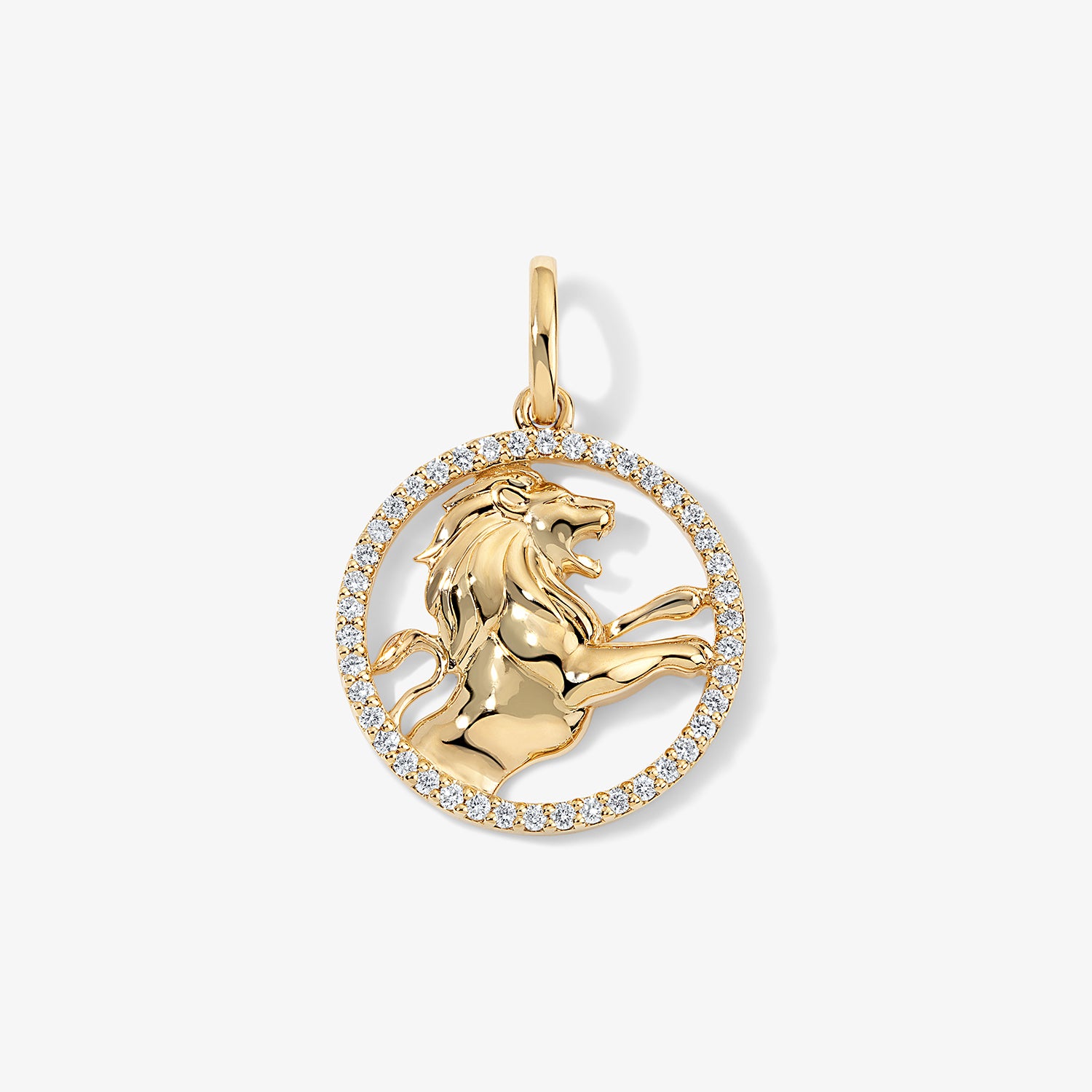Token Zodiac Open Frame Leo Pendant 14K Yellow Gold