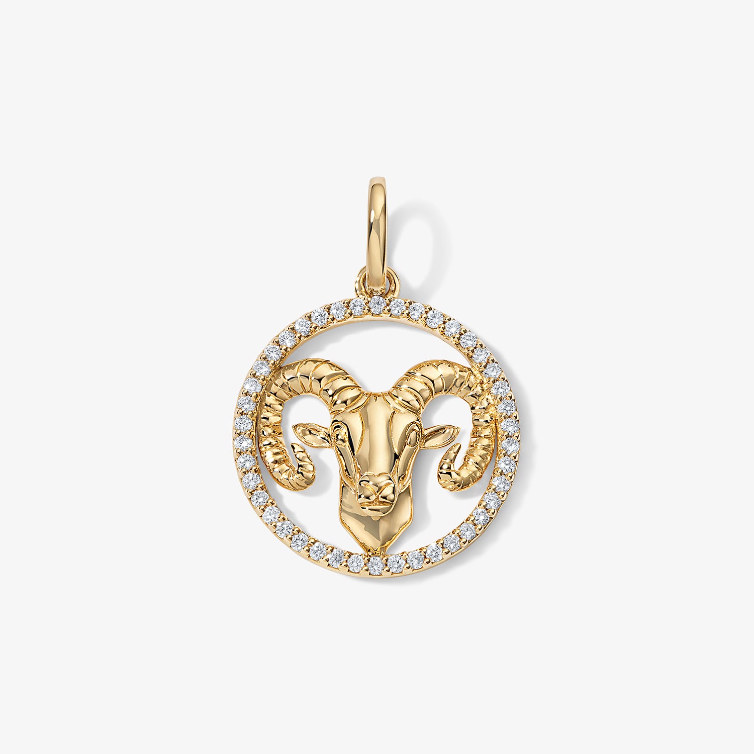 Token Zodiac Open Frame Aries Pendant 14K Yellow Gold