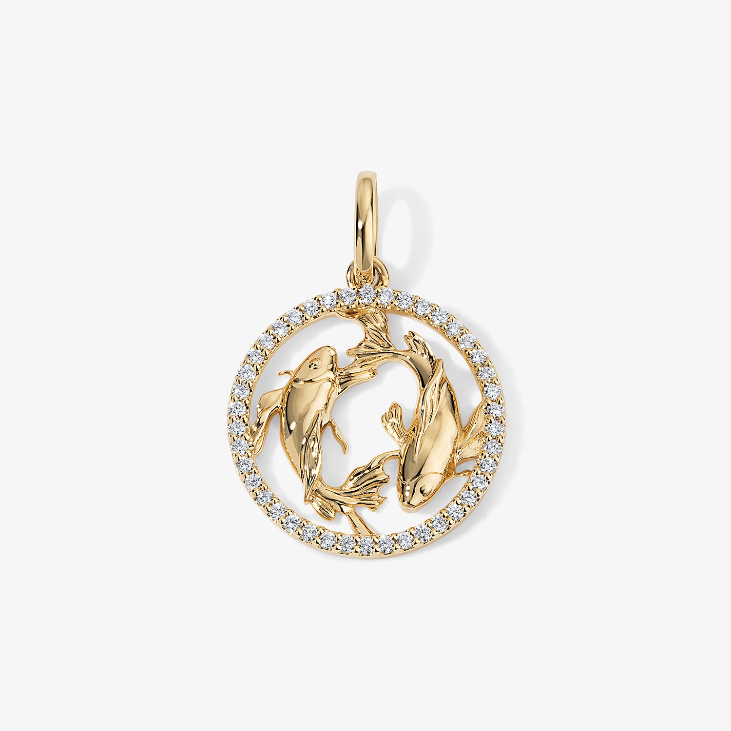 Token Zodiac Open Frame Pisces Pendant 14K Yellow Gold