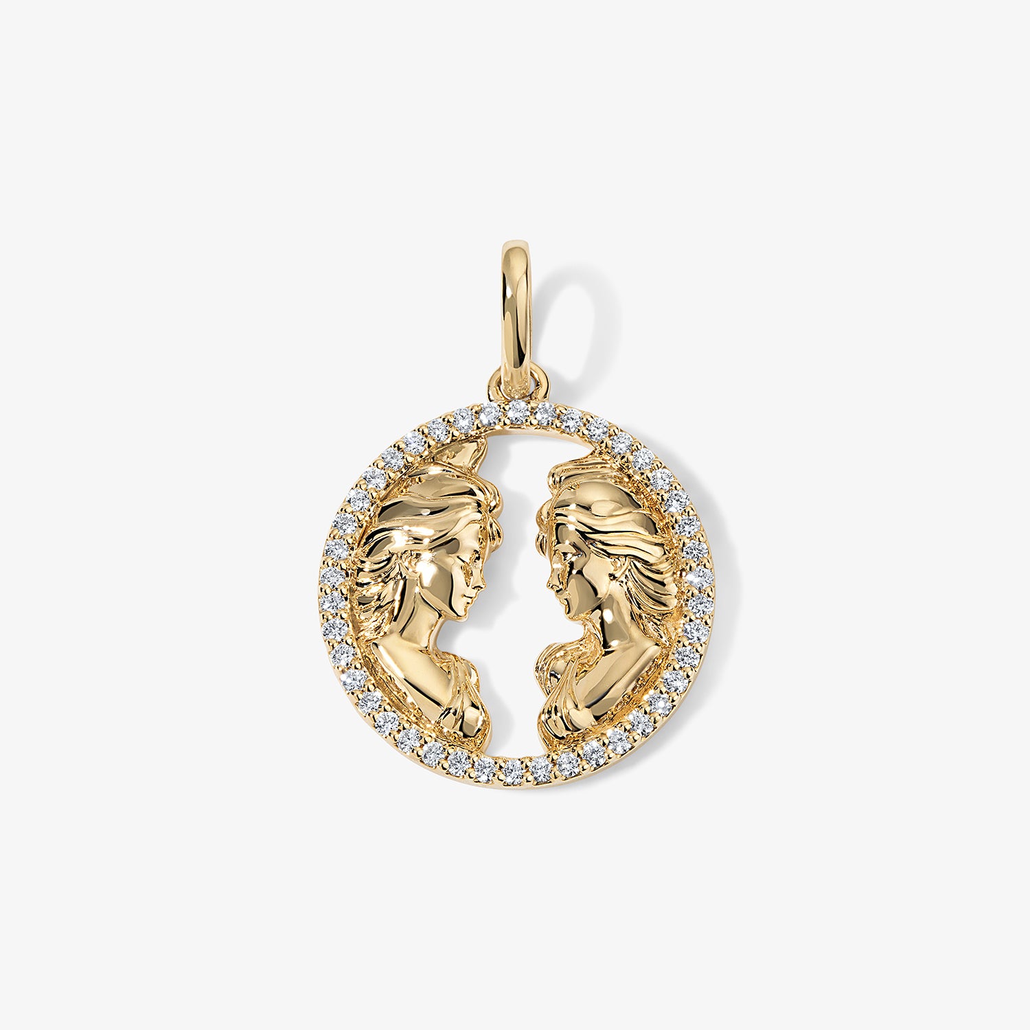 Token Zodiac Open Frame Gemini Pendant 14K Yellow Gold