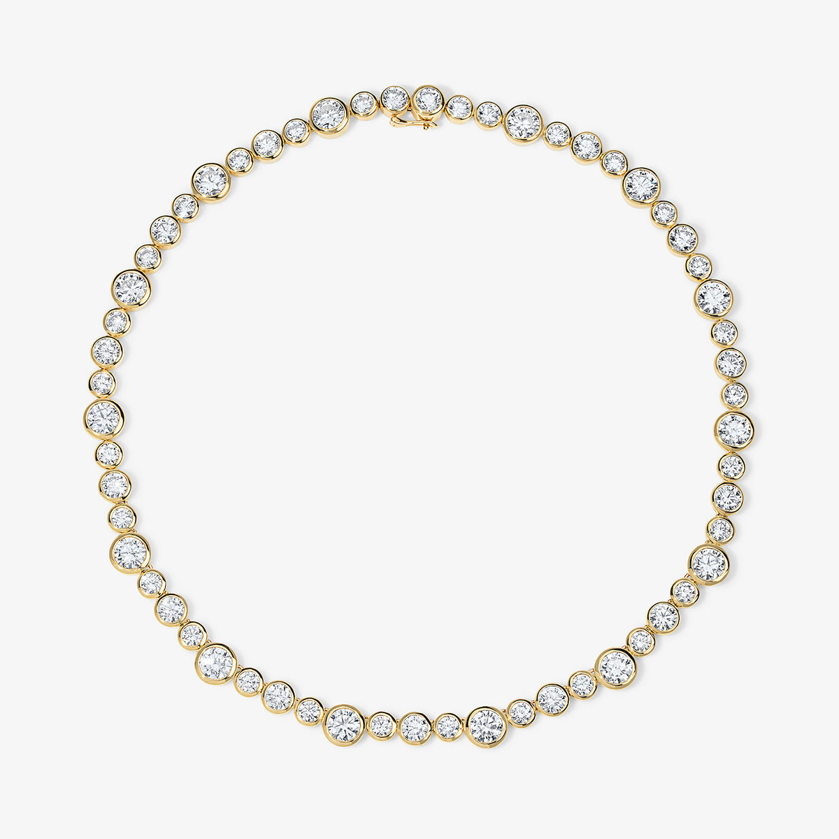 Coco Lab Diamond Round Bezel Tennis Necklace 14K Yellow Gold Regular