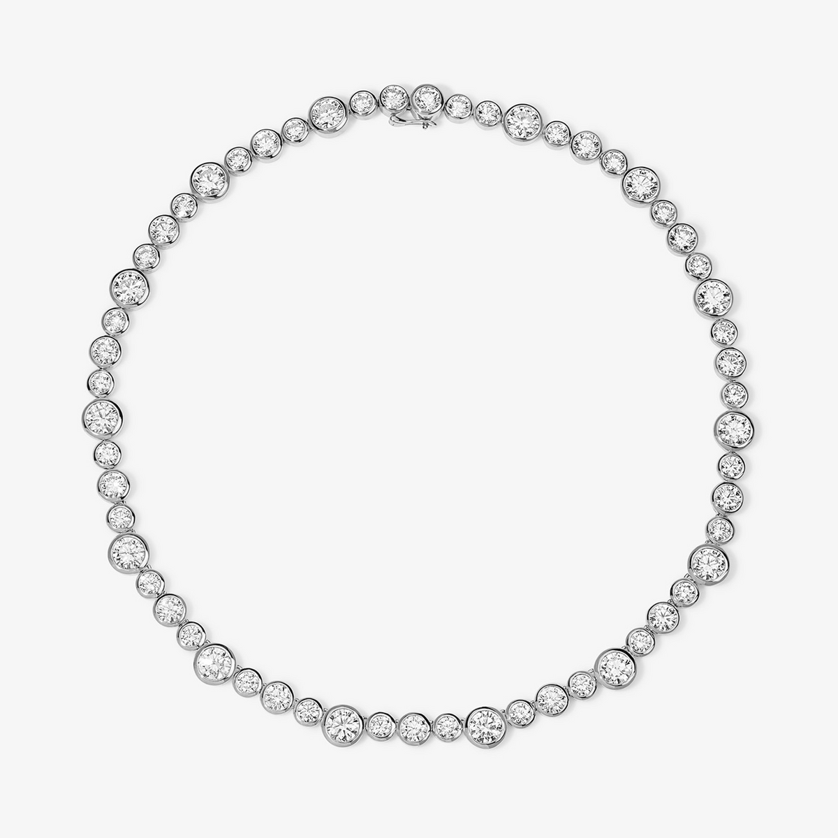 Coco Lab Diamond Round Bezel Tennis Necklace 14K White Gold Regular
