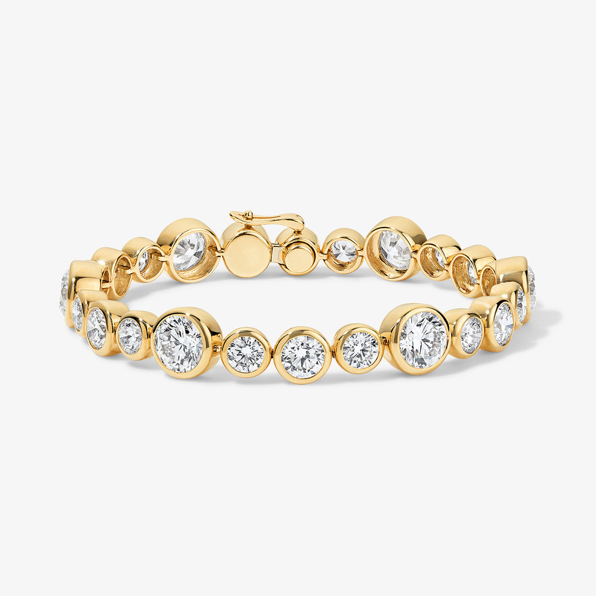 Coco Lab Diamond Round Bezel Tennis Bracelet 14K Yellow Gold