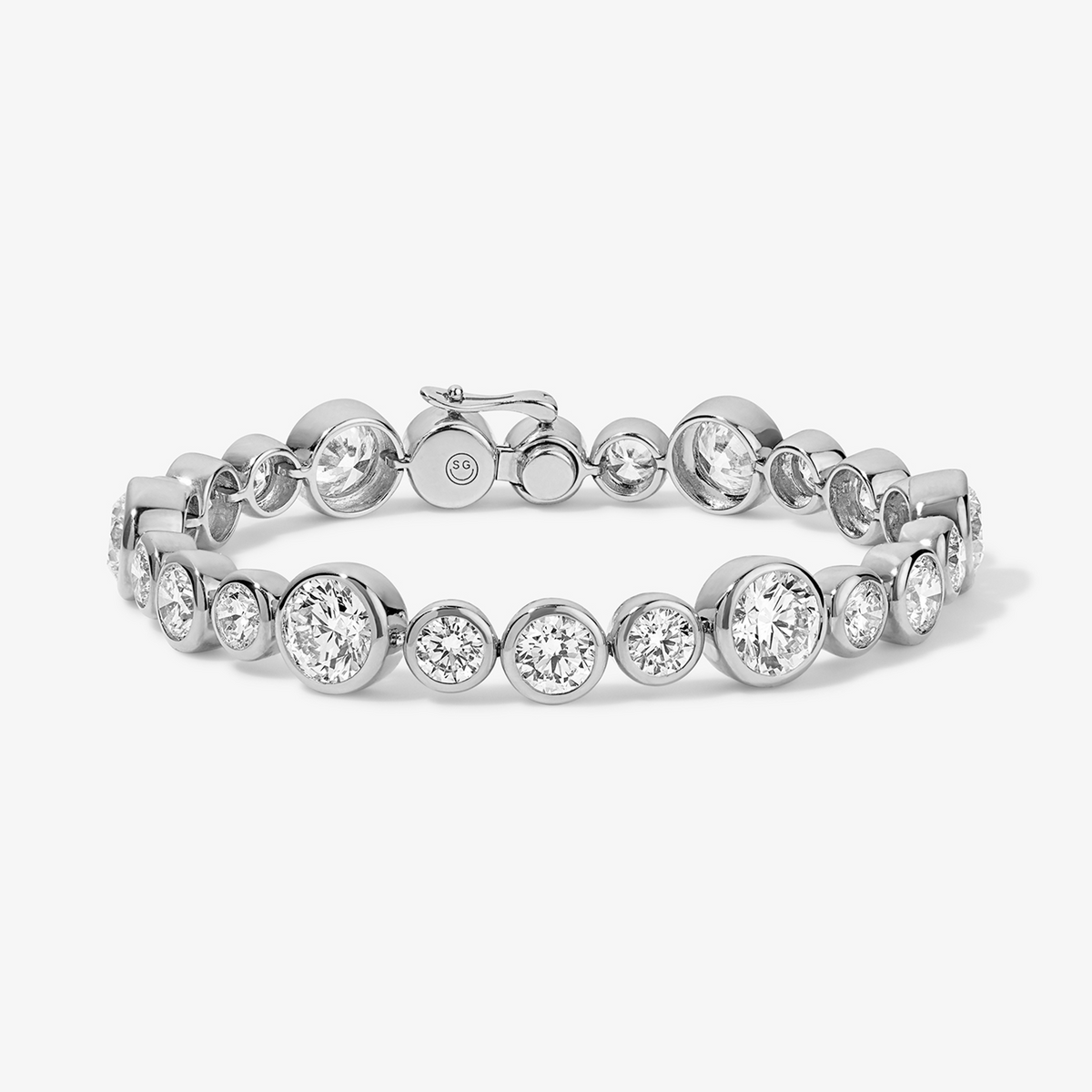 Coco Lab Diamond Round Bezel Tennis Bracelet 14K White Gold