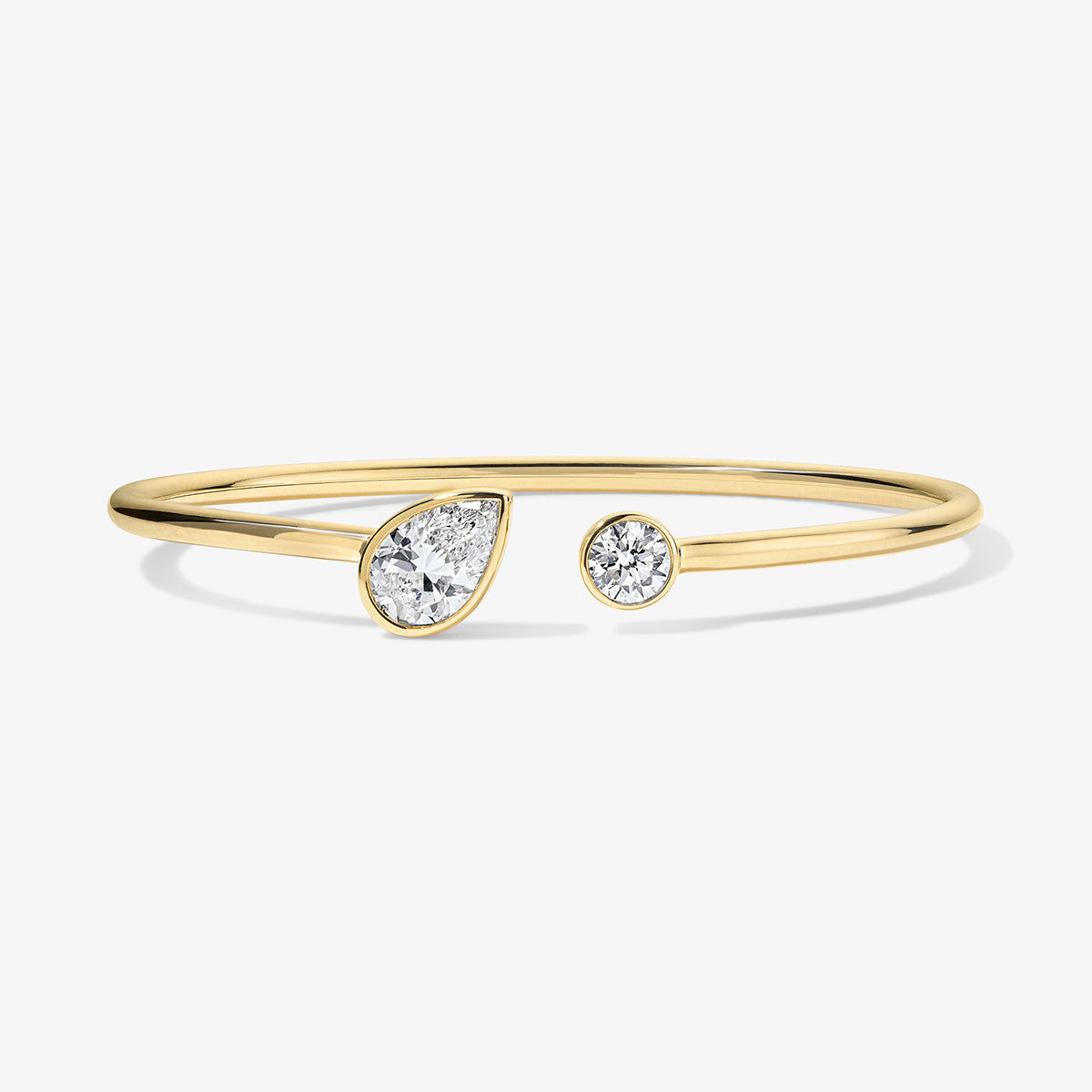 Coco Lab Diamond Pear Round Flex Bangle 14K Yellow Gold Regular