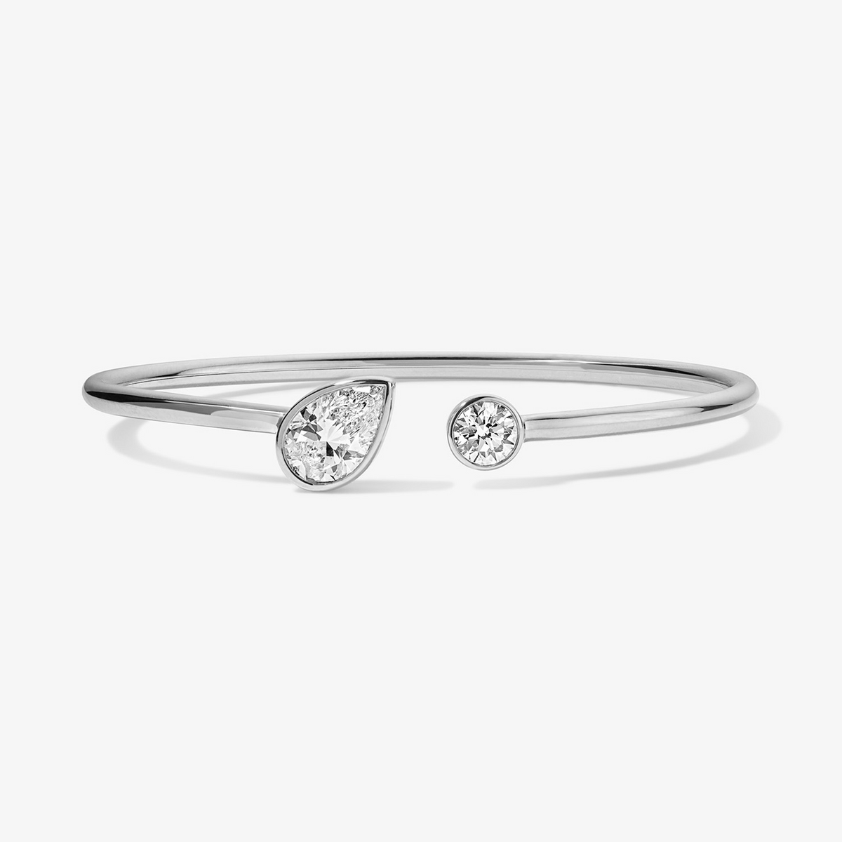 Coco Lab Diamond Pear Round Flex Bangle 14K White Gold Regular