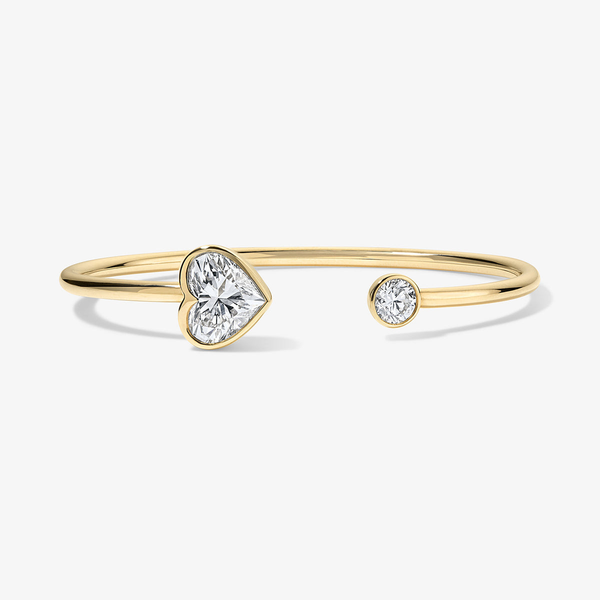 Coco Lab Diamond Heart Round Flex Bangle 14K Yellow Gold Regular