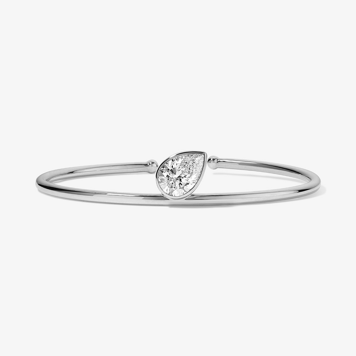 Coco Lab Diamond Pear Flex Bangle 14K White Gold