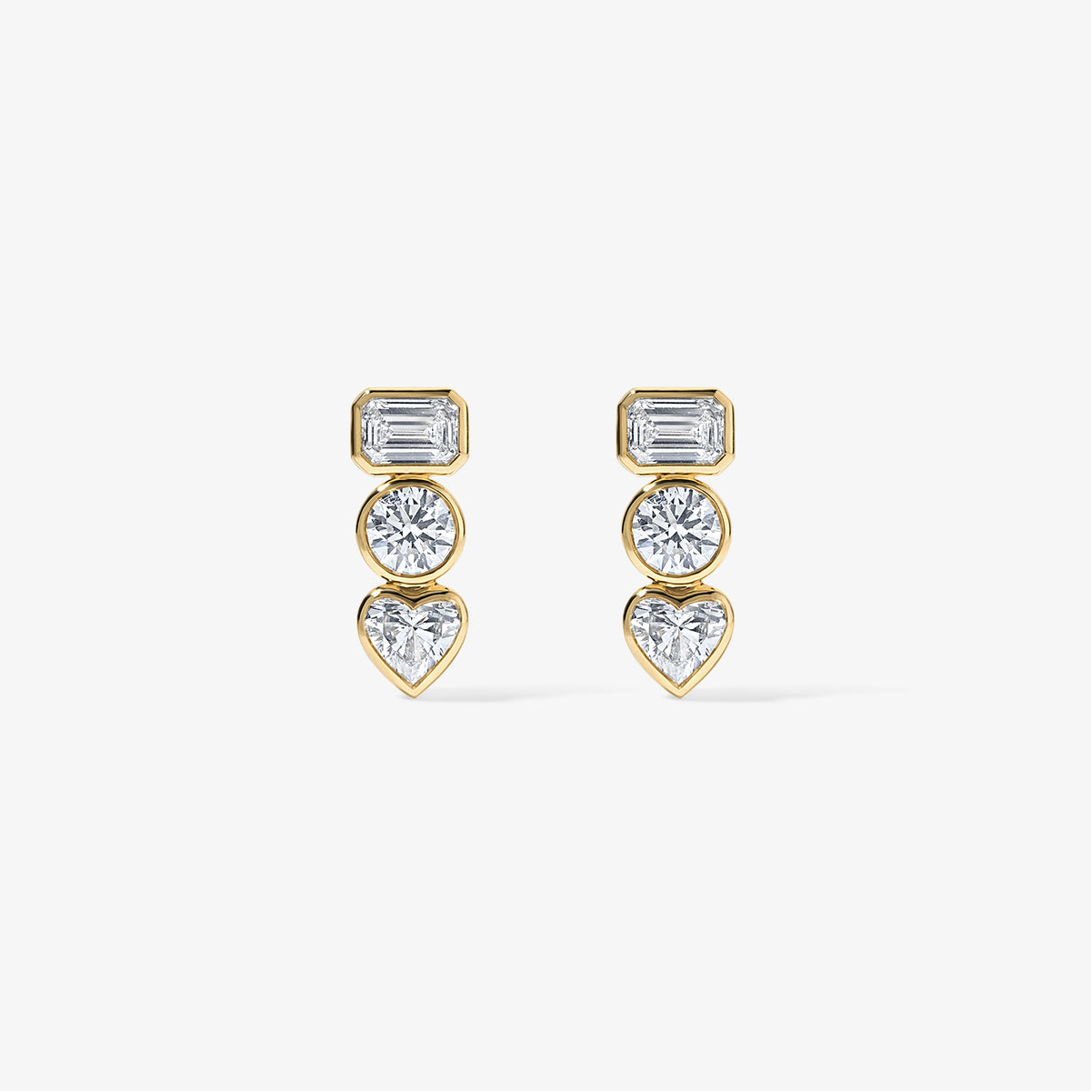 Coco Lab Diamond Mixed Shape Studs 14K Yellow Gold Jumbo