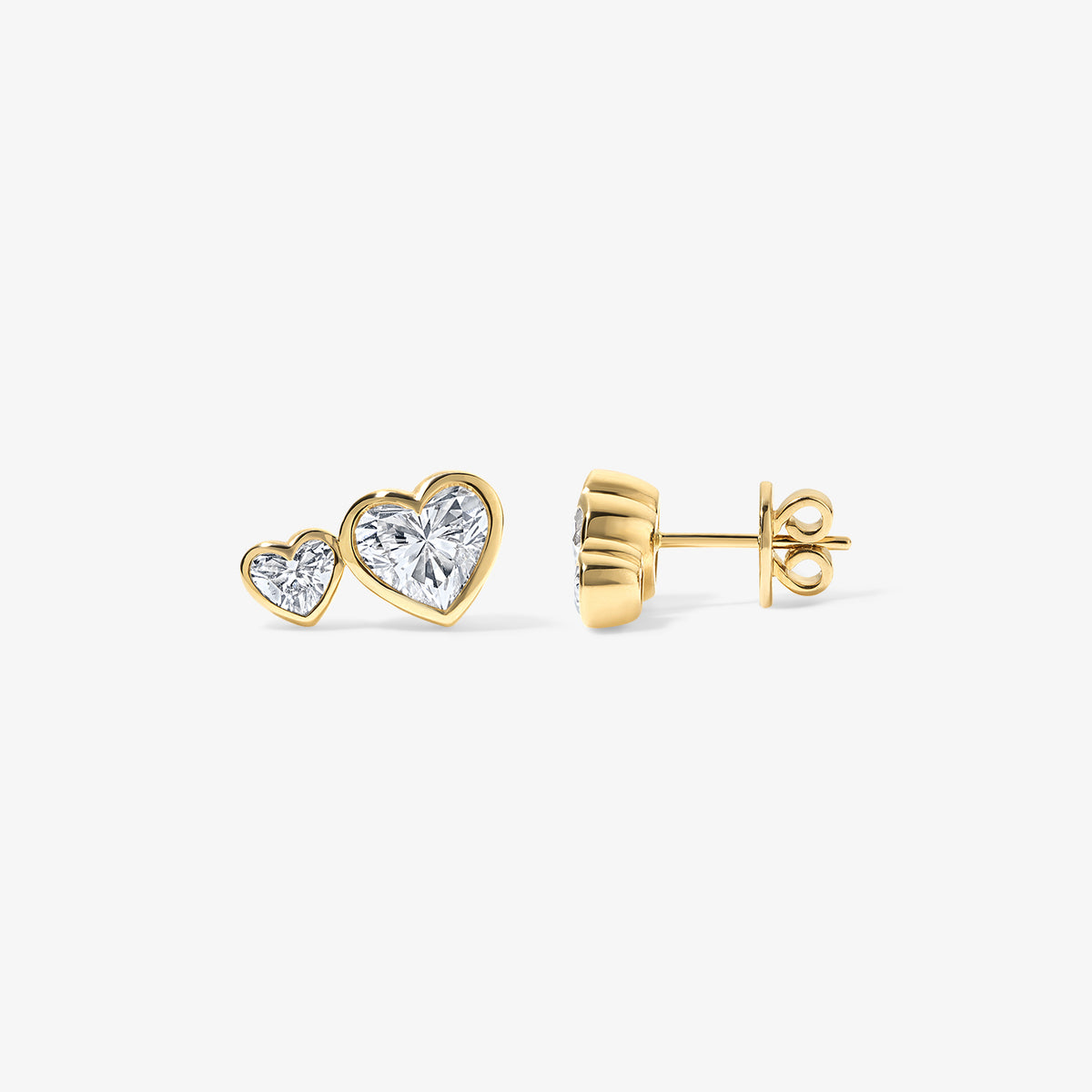Coco Lab Diamond Two Stone Heart Studs