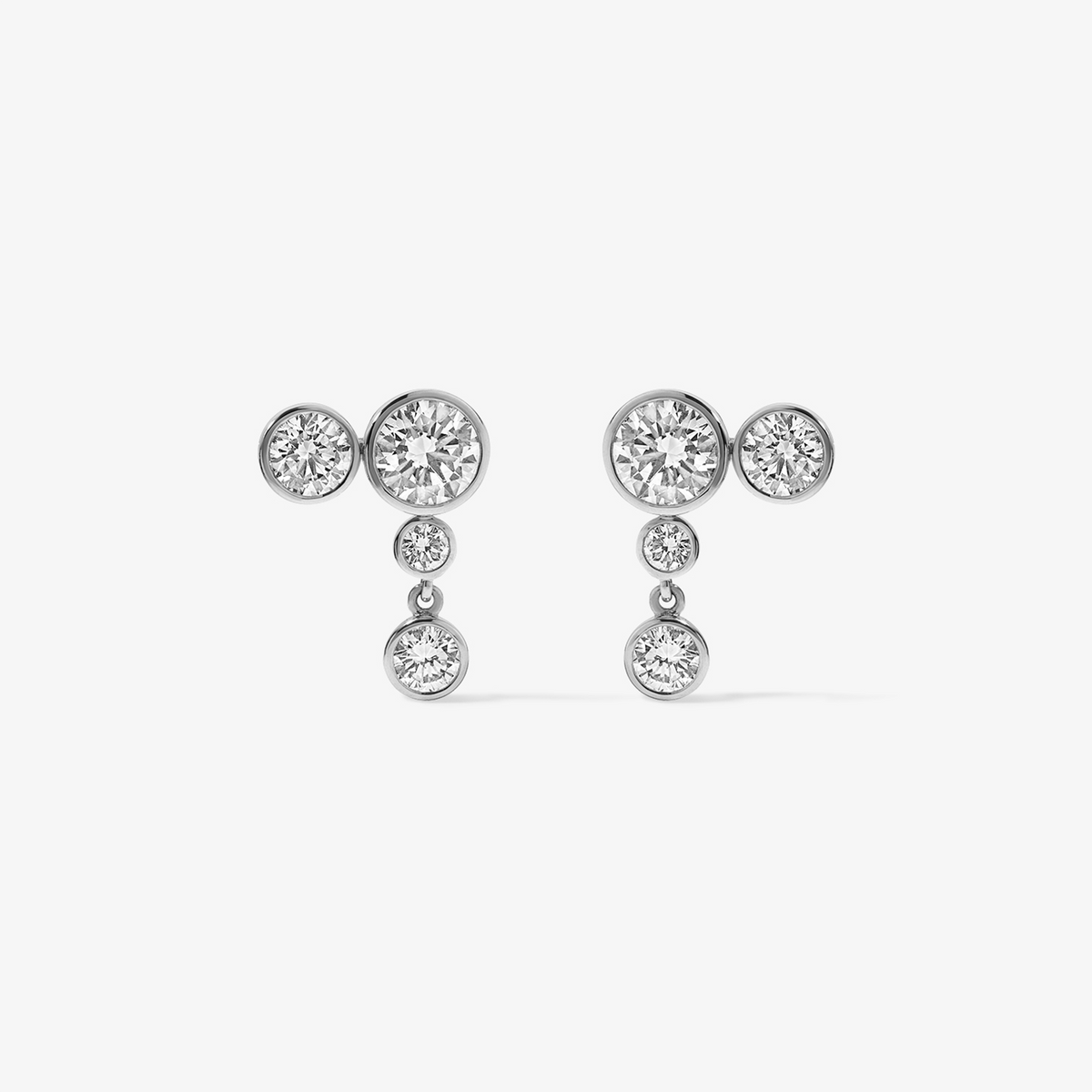 Coco Lab Diamond Round Drop Earrings 14K White Gold Regular
