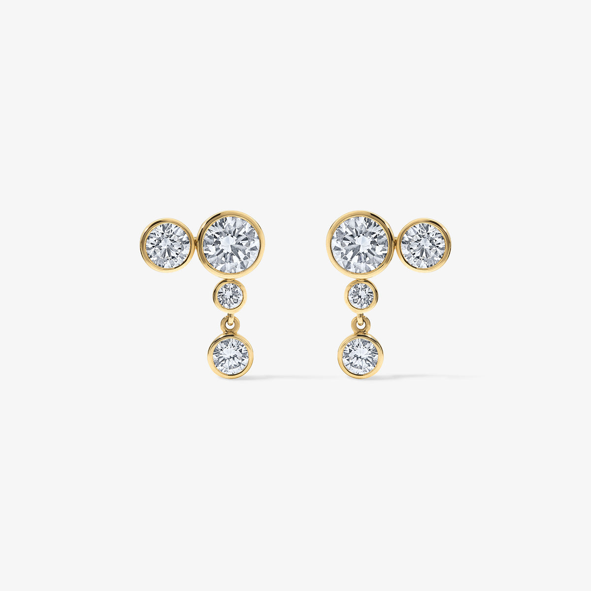 Coco Lab Diamond Round Drop Earrings 14K Yellow Gold Regular