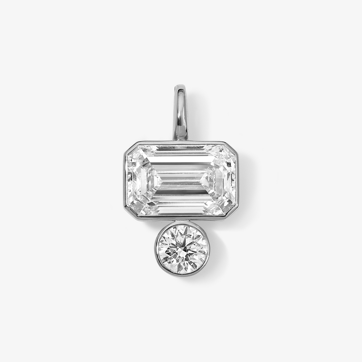 Coco Lab Diamond Emerald Charm 14K White Gold Jumbo