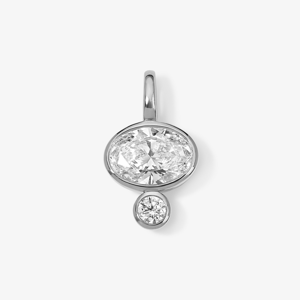 Coco Lab Diamond Oval Charm 14K White Gold Regular