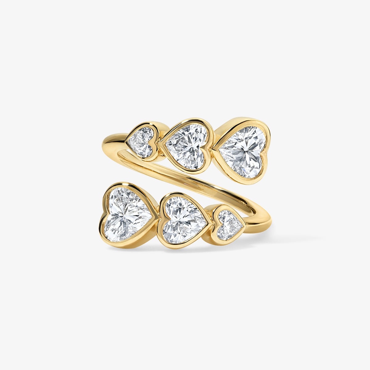 Coco Lab Diamond Heart Bypass Ring 14K Yellow Gold