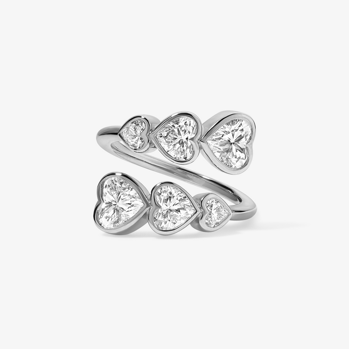 Coco Lab Diamond Heart Bypass Ring 14K White Gold