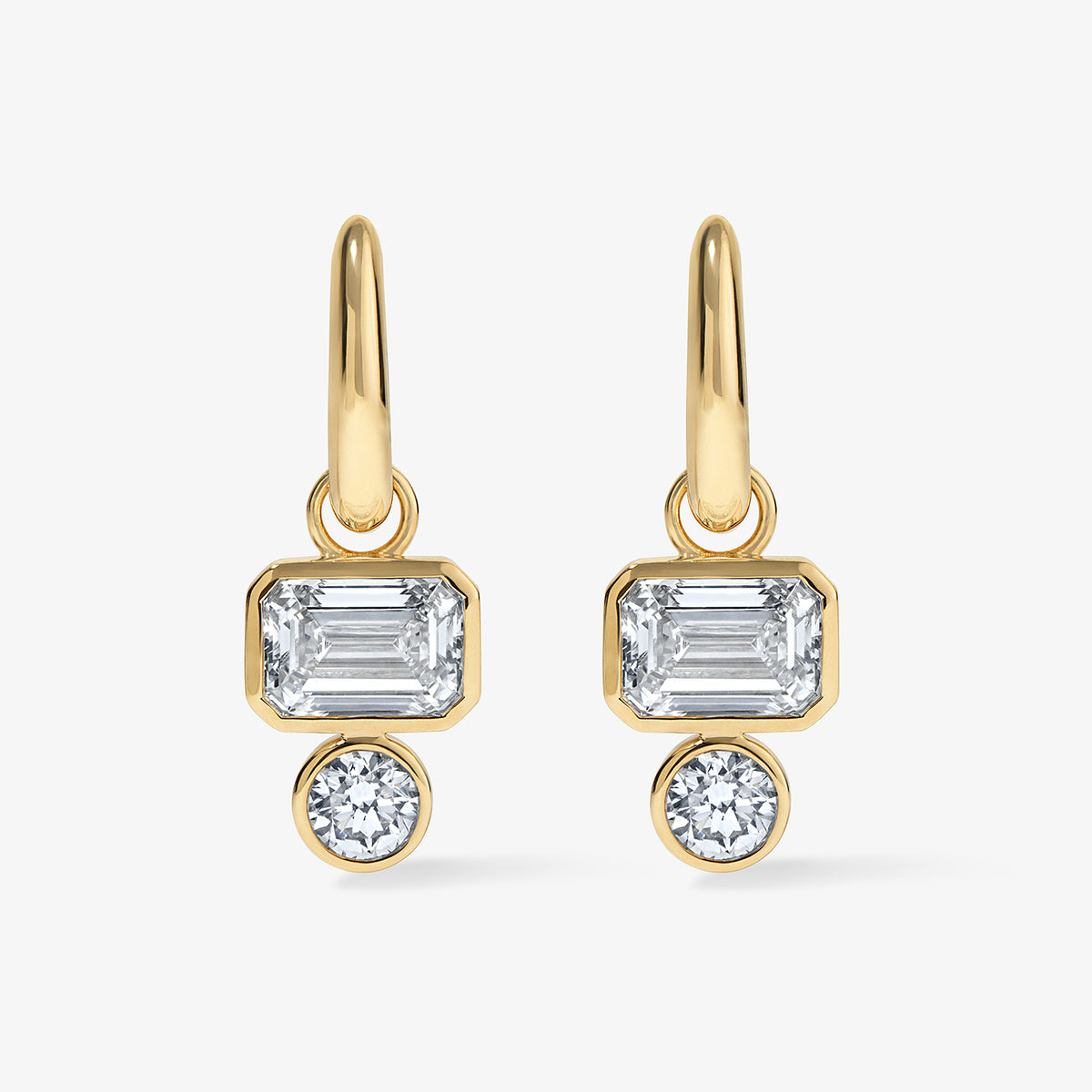 Coco Lab Diamond Emerald Huggies 14K Yellow Gold