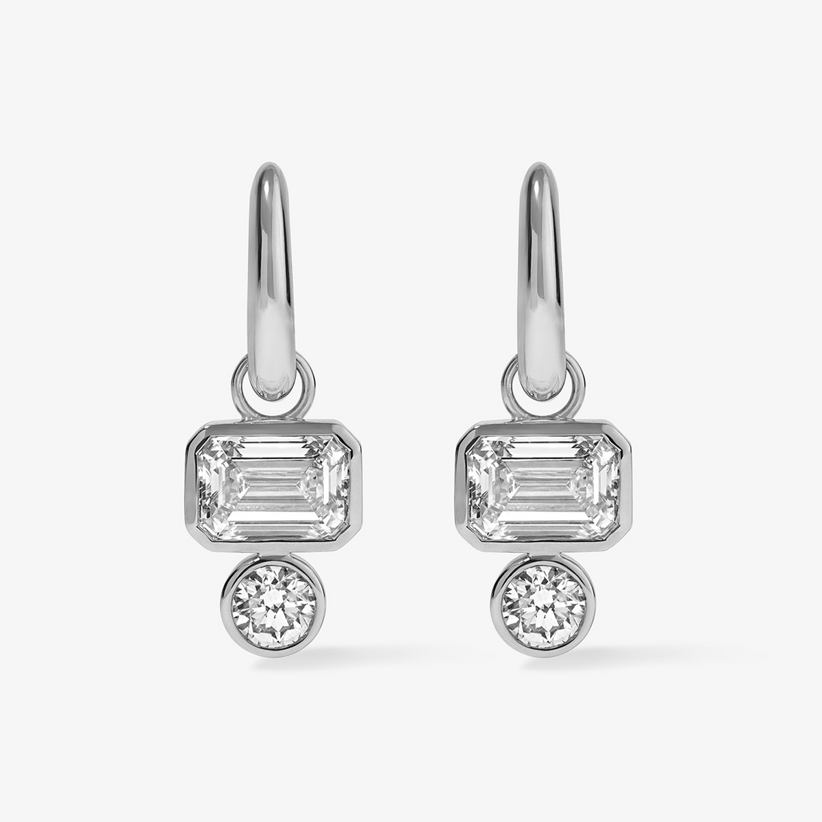 Coco Lab Diamond Emerald Huggies 14K White Gold