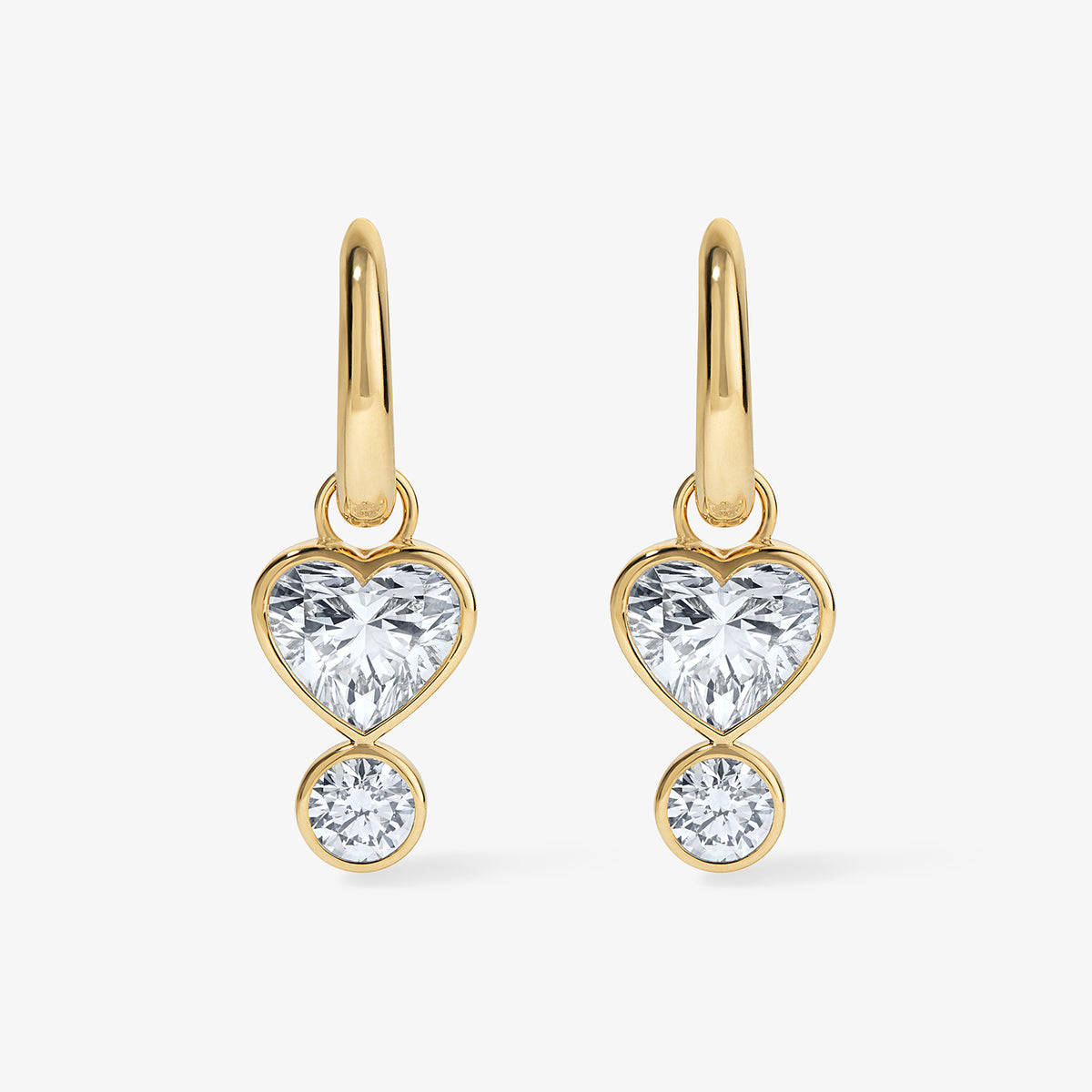 Coco Lab Diamond Heart Huggies 14K Yellow Gold