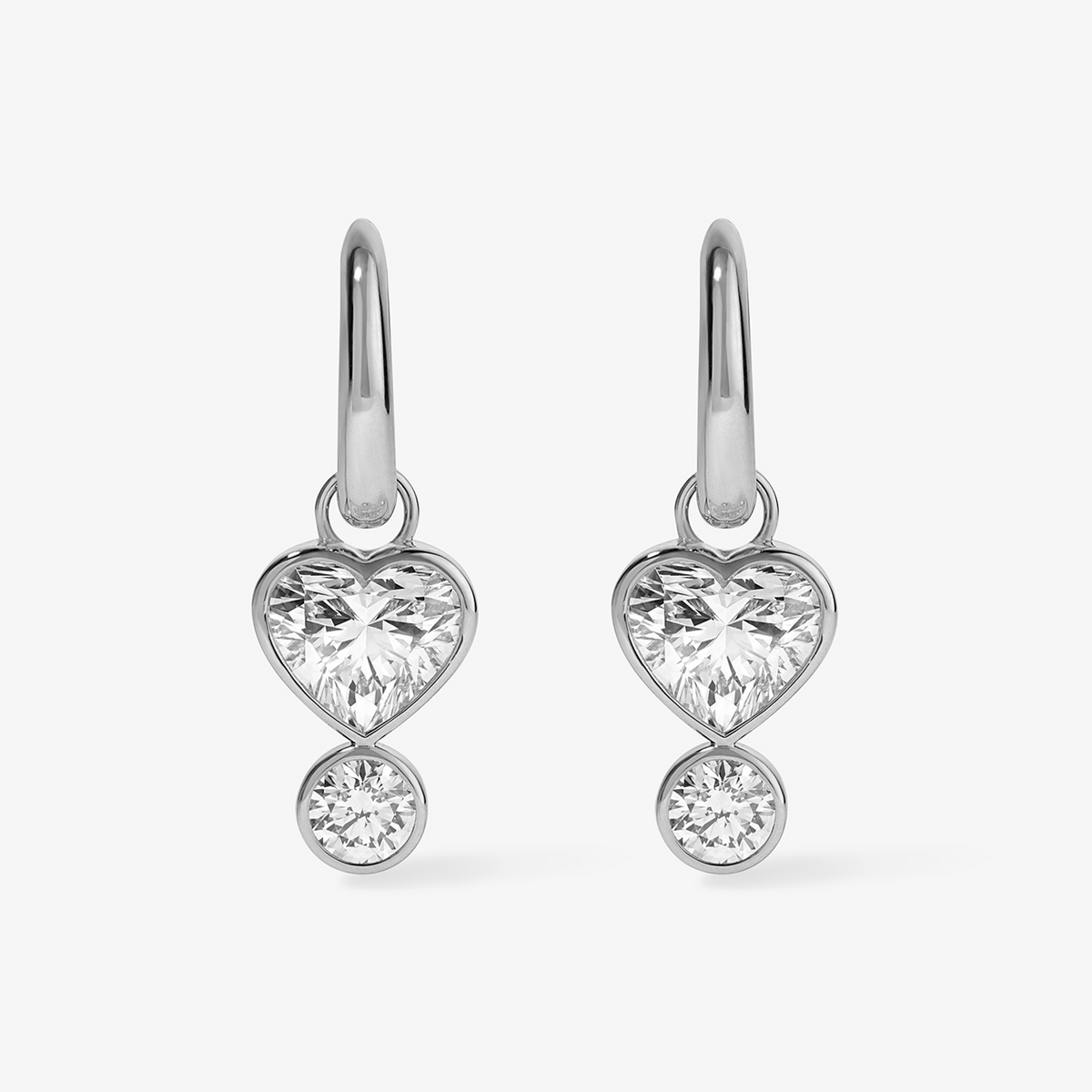 Coco Lab Diamond Heart Huggies 14K White Gold