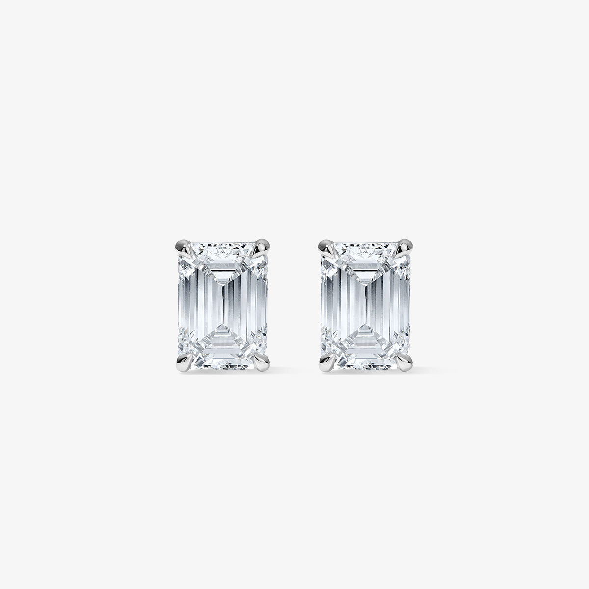 Lab Grown Diamond Emerald Studs 14K White Gold 10.00cttw