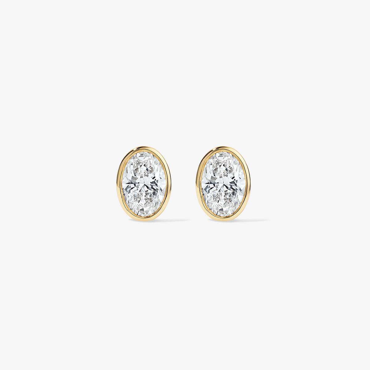 Lab Grown Diamond Oval Bezel Studs 14K Yellow Gold