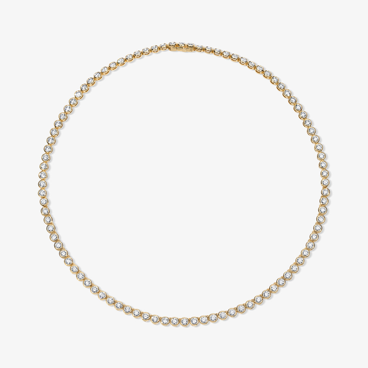 Lab Grown Diamond Round Bezel Tennis Necklace 14K Yellow Gold