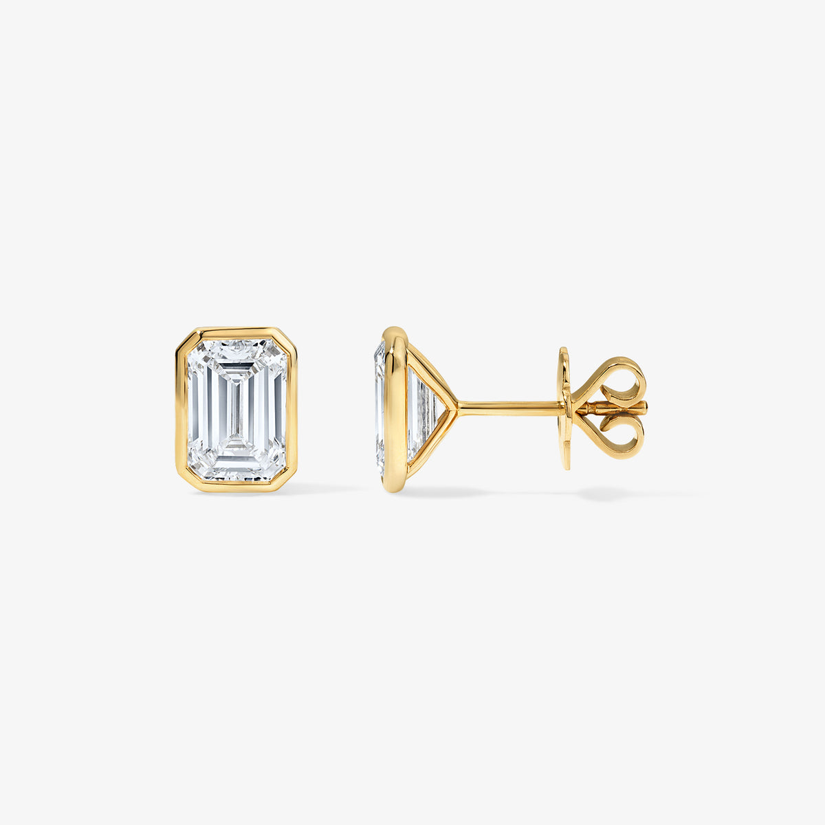 Lab Grown Diamond Emerald Bezel Studs