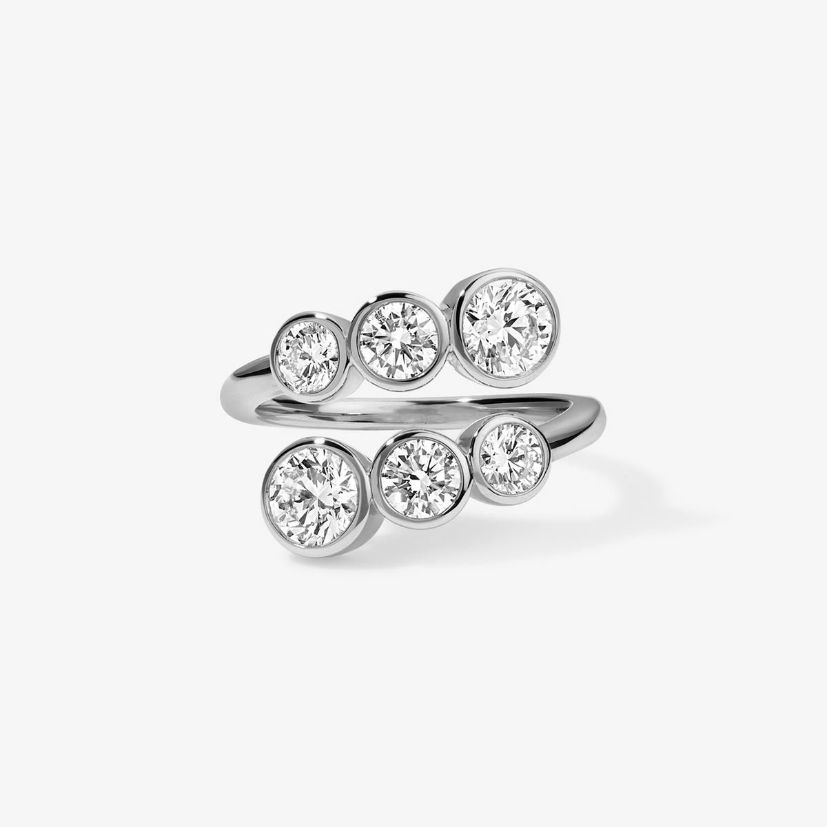 Coco Lab Diamond Round Bypass Ring 14K White Gold