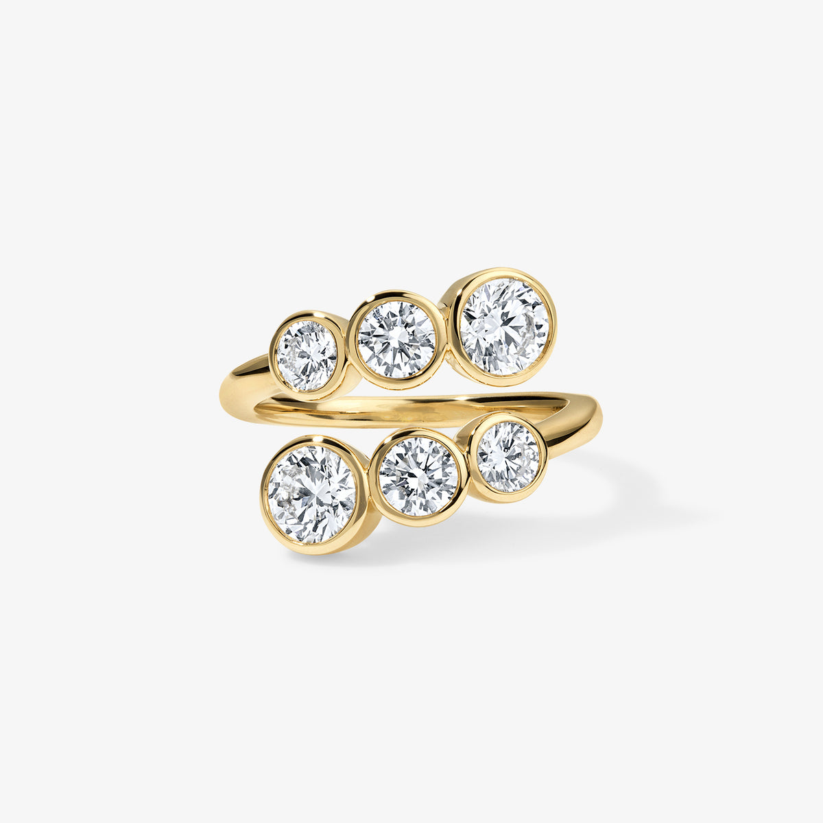 Coco Lab Diamond Round Bypass Ring 14K Yellow Gold