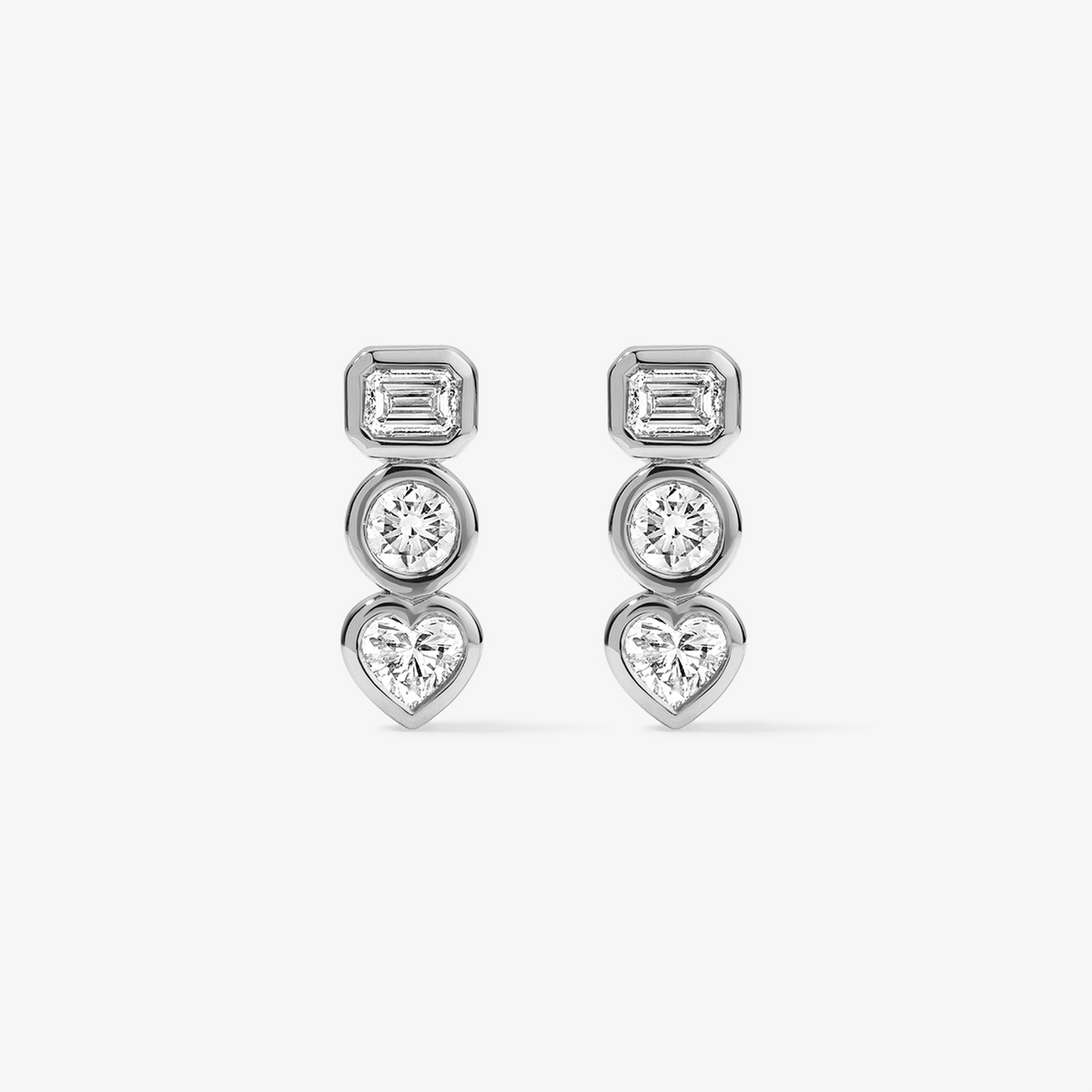 Coco Lab Diamond Mixed Shape Studs 14K White Gold Regular