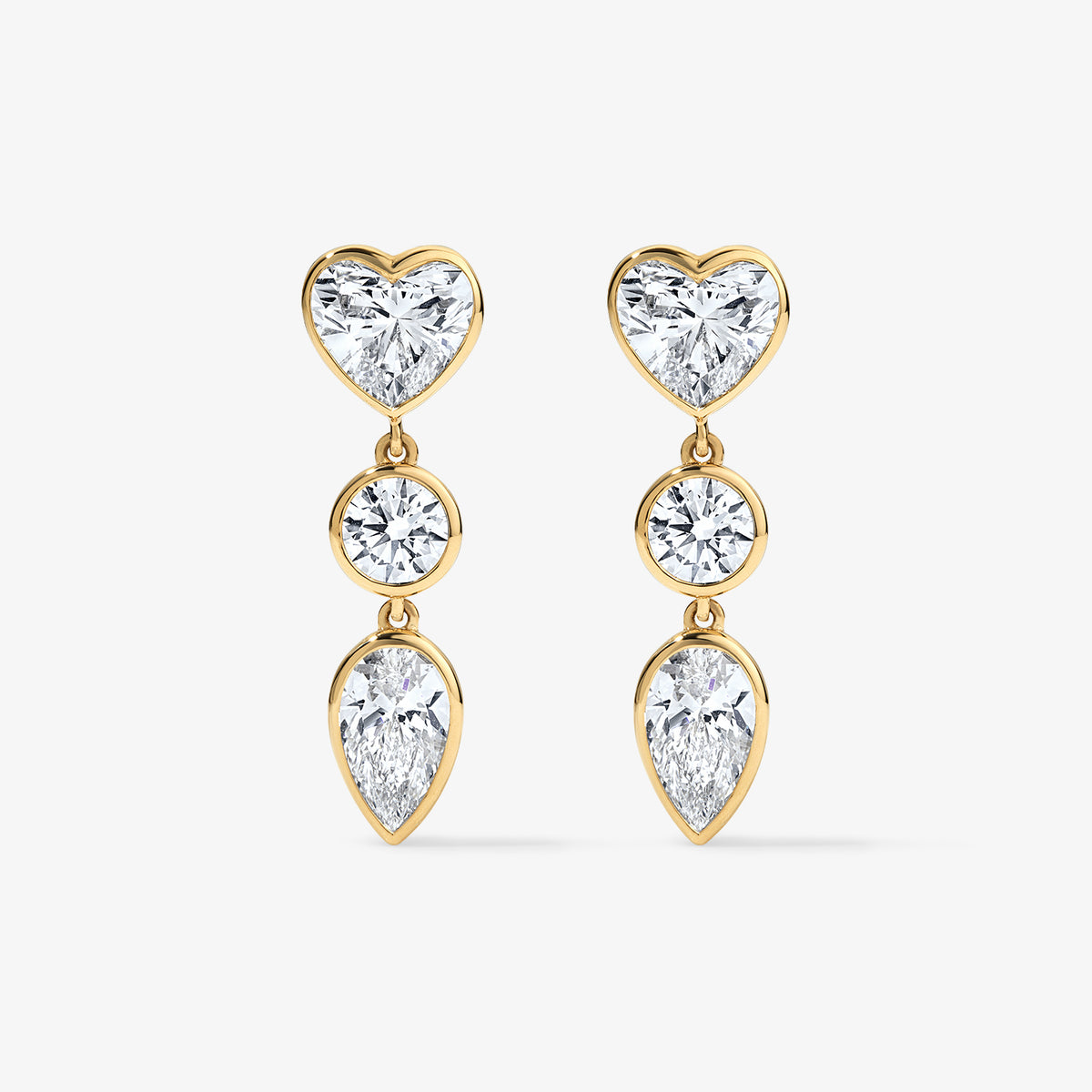 Coco Lab Diamond Mixed Shape Dangle Earrings 14K Yellow Gold Regular
