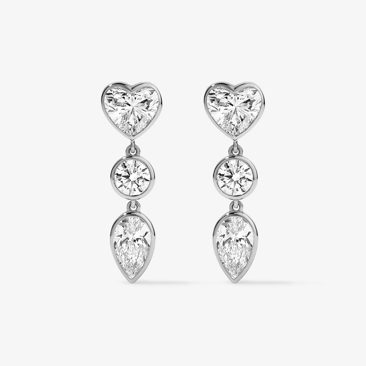 Coco Lab Diamond Mixed Shape Dangle Earrings 14K White Gold Regular