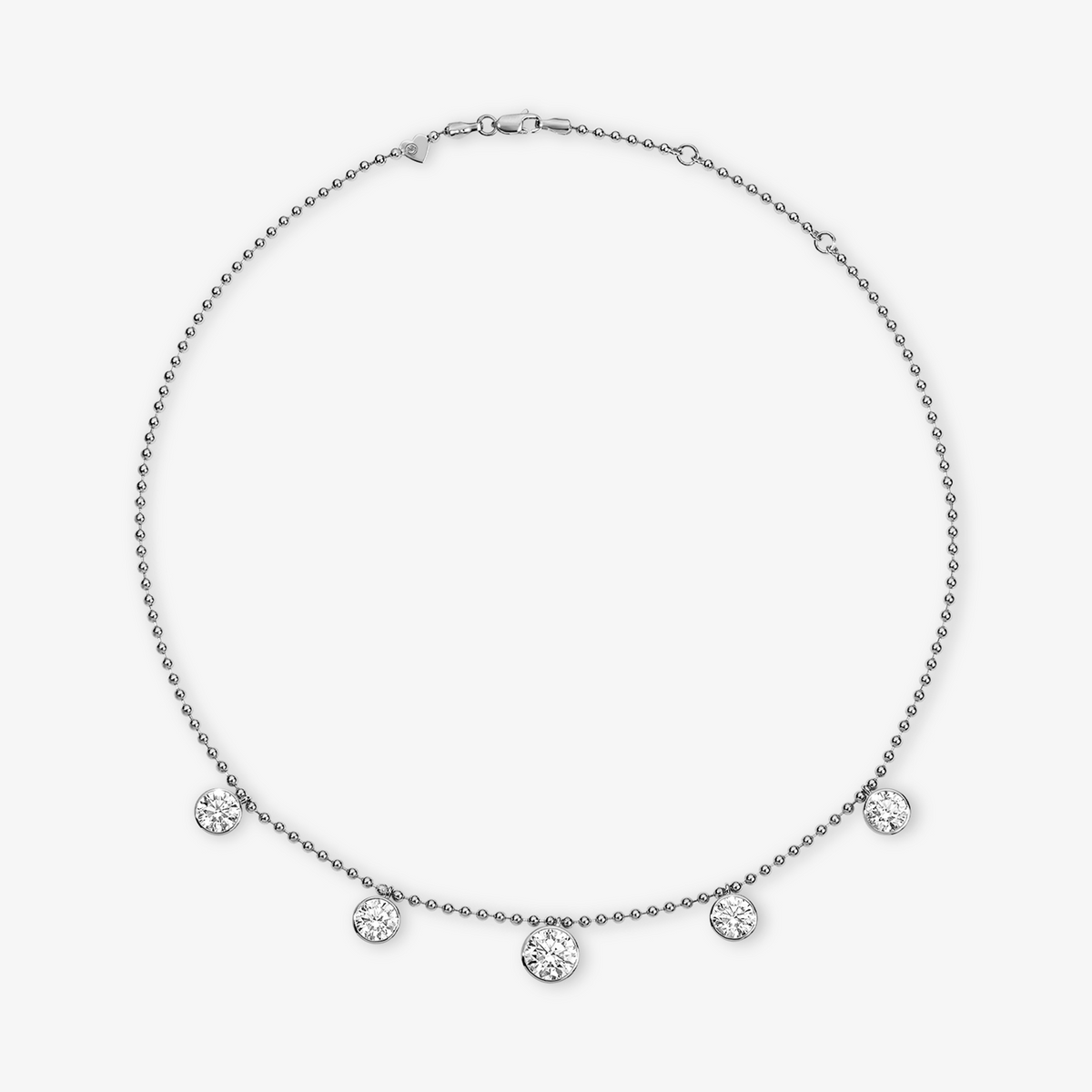 Coco Lab Round Diamond Shaker Necklace 14K White Gold 14-16in