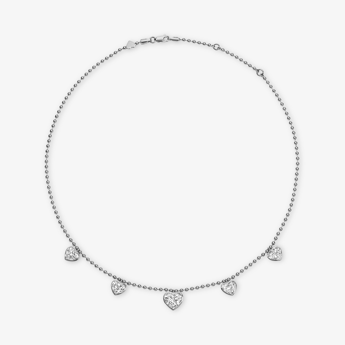 Coco Lab Heart Diamond Shaker Necklace 14K White Gold 14-16in