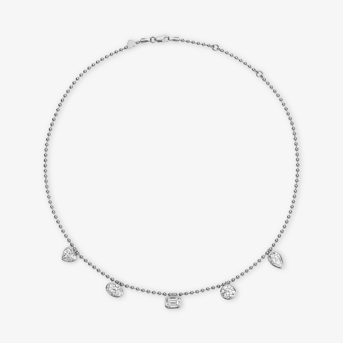 Coco Lab Mixed Shape Diamond Shaker Necklace 14K White Gold 14-16in