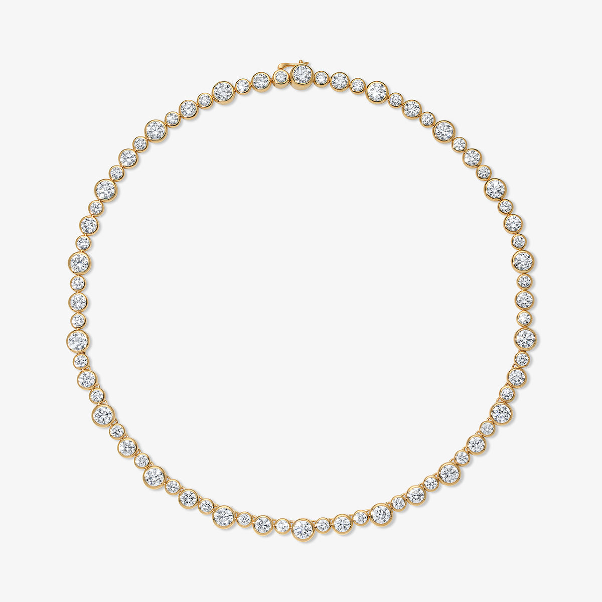 Coco Lab Diamond Round Bezel Tennis Necklace 14K Yellow Gold Petite