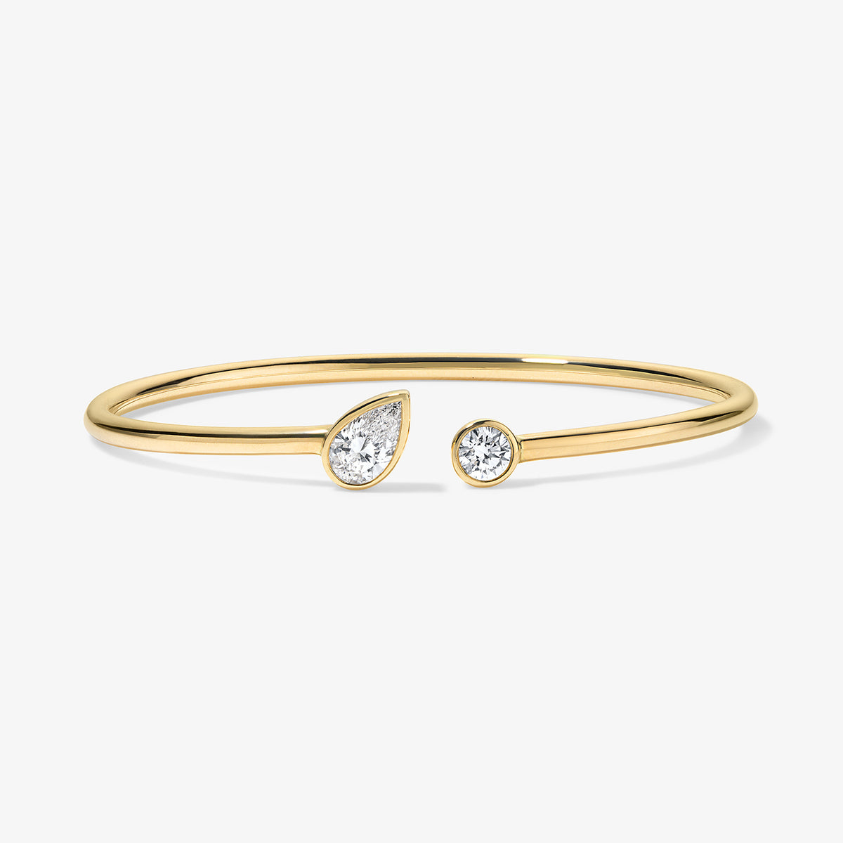 Coco Lab Diamond Pear Round Flex Bangle 14K Yellow Gold Petite