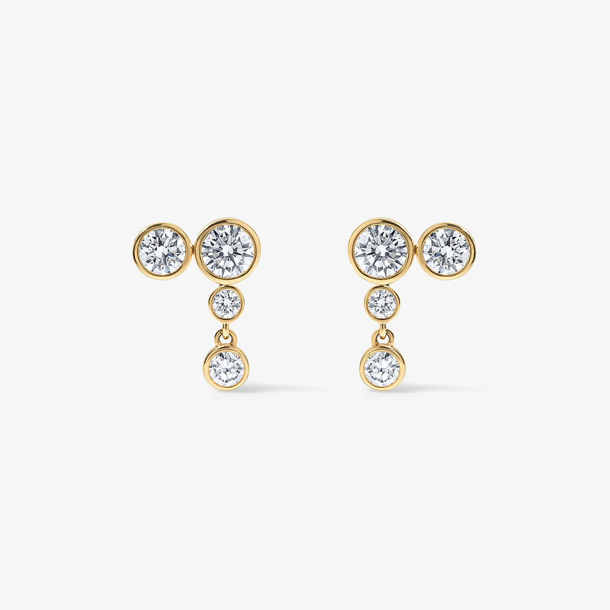 Coco Lab Diamond Round Drop Earrings 14K Yellow Gold Petite
